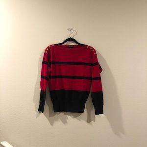 ralph lauren striped red black sweater
